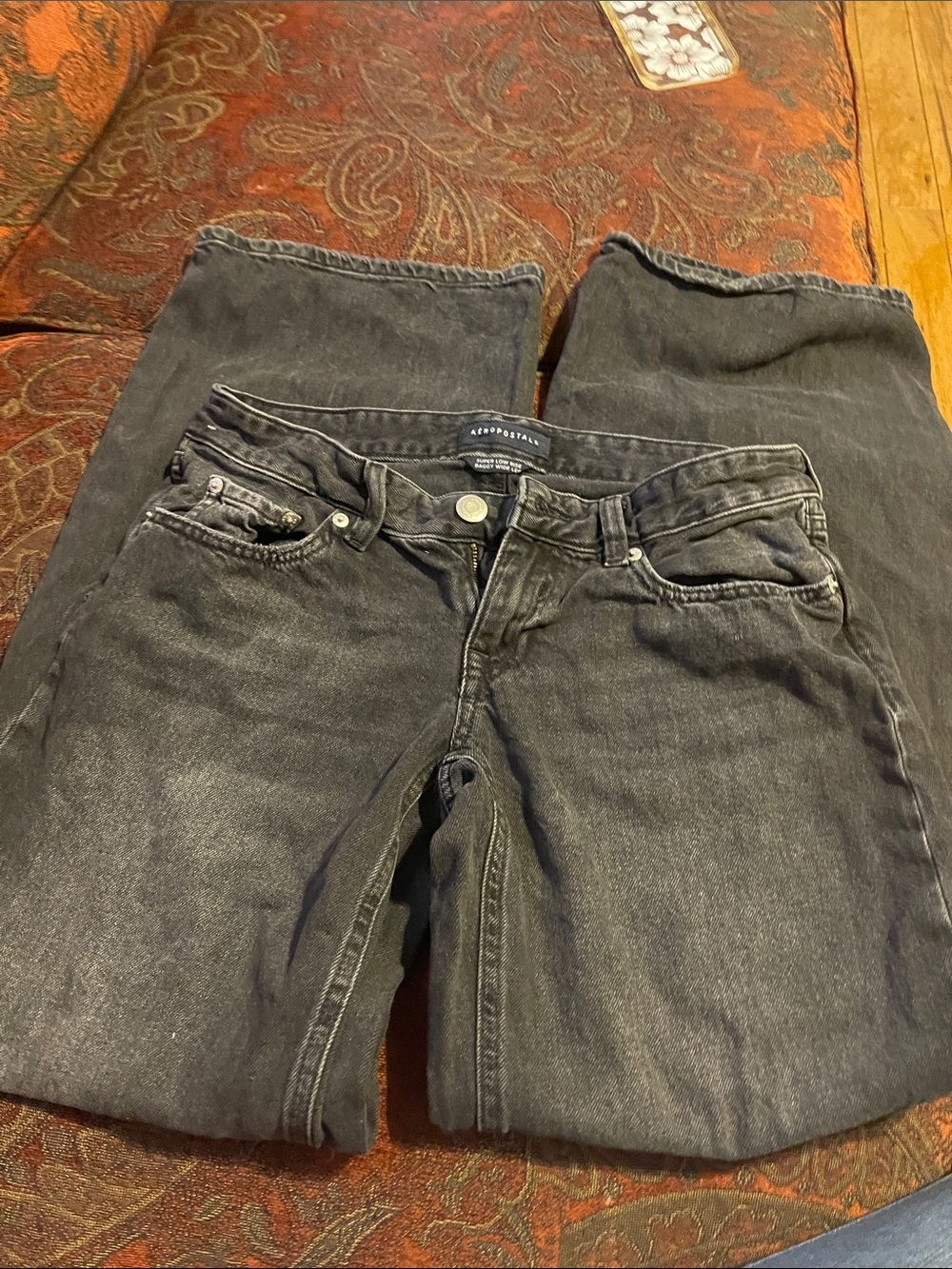 Aeropostale Women's Charcoal Black Straight-Leg Jeans